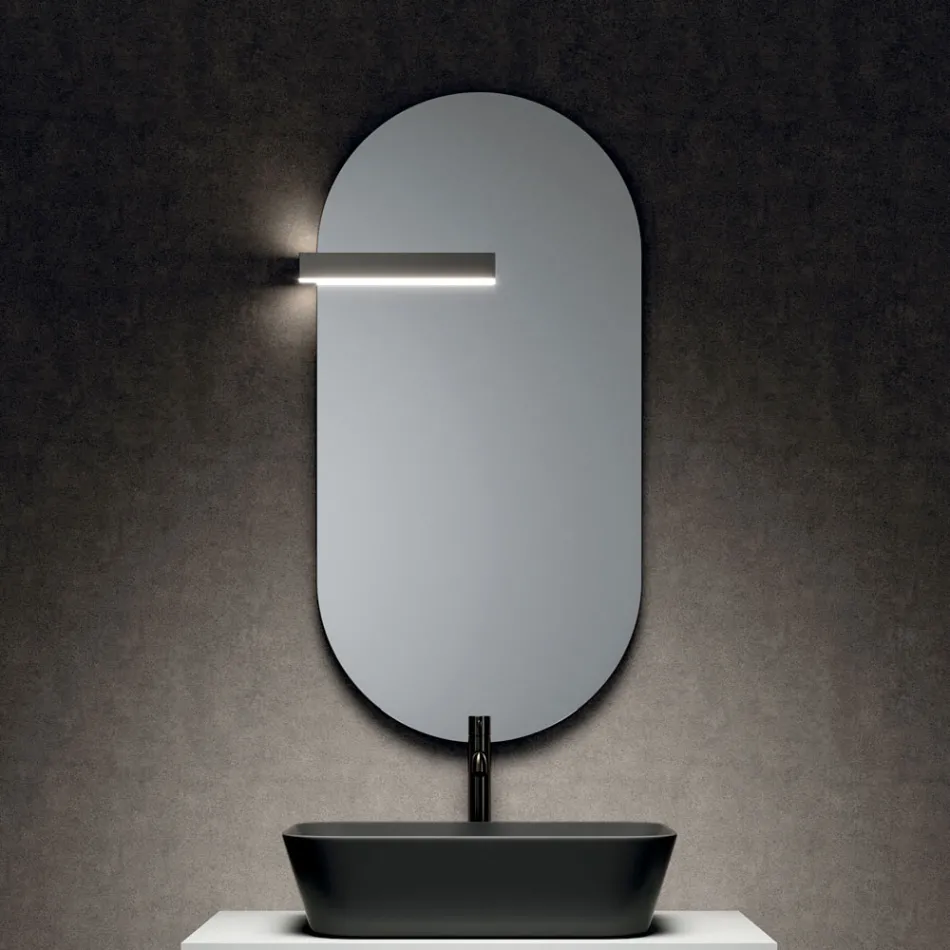 Bathroom Composition with 1 Drawer, Anthracite Resin Sink and Mirror - Titan Viadurini