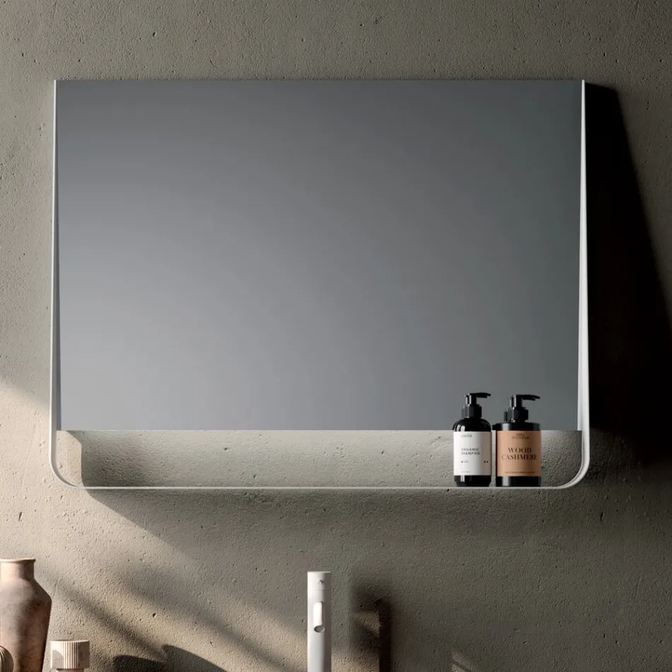 Bathroom Composition with 2 Drawers and 2 Open Compartments, Mirror and Sink - Magnolia Viadurini