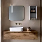 Bathroom Composition with 2 Oak Drawers, Ceramic Sink and Mirror - Titan Viadurini