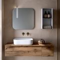 Bathroom Composition with 2 Oak Drawers, Ceramic Sink and Mirror - Titan