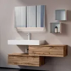 Bathroom Composition with 2 Drawers, White Sink, Mirror and Wall Cabinet - Elios Viadurini
