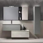 Bathroom Composition with 2 Drawers, Wall Cabinet, Column and Mirror - Titan Viadurini