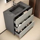 Bathroom Composition with 3 Matte Dove Gray Drawers, Mirror, and Sink - Velaria Viadurini