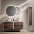 Bathroom Composition with 4 Drawers in Rio Oak, Mirror and Sink - Velaria