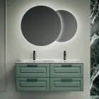 Bathroom Composition with 4 Sage Green Drawers, Mirror and Sinks - Magnolia Viadurini