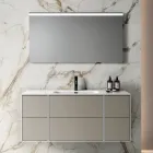 Bathroom Composition with 6 Dove Gray Drawers, Mirror, and Sink - Velaria Viadurini