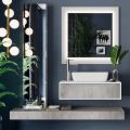 Bathroom Composition with Base, Top, Washbasin and Mirror Column Made in Italy - Polsen