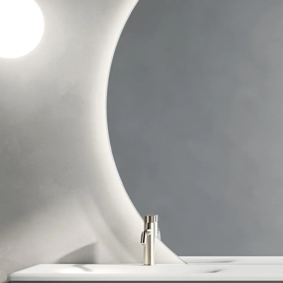 Bathroom Composition with Drawers, Ceramic Sink, and LED Mirror - Elios Viadurini