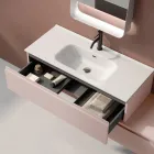 Bathroom Composition with Powder Pink Drawers, Sink, and Mirror - Elios Viadurini