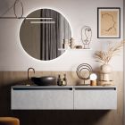 Bathroom Composition with Washbasin, Suspended Base and Mirror Made in Italy - Dream Viadurini