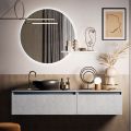 Bathroom Composition with Washbasin, Suspended Base and Mirror Made in Italy - Dream