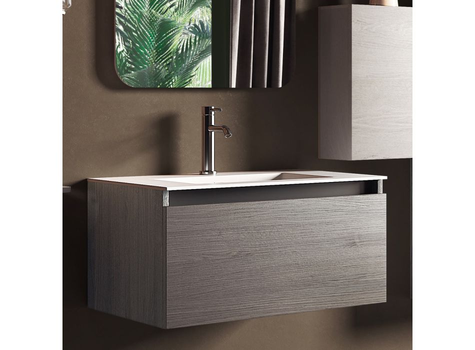 Bathroom Composition with Resin Washbasin, Made in Italy Anti-Scratch Base - Dream Viadurini