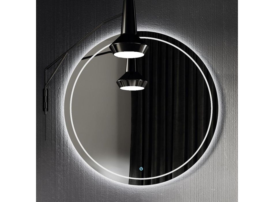 Bathroom Composition with Mirror, Base and Resin Washbasin Made in Italy - Kilos Viadurini