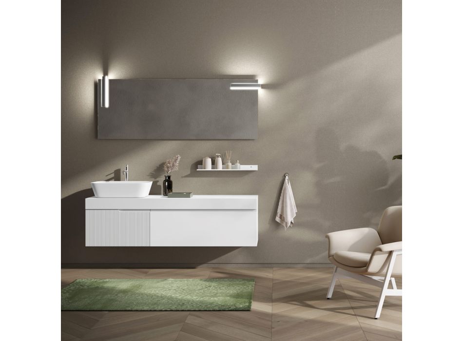 Bathroom Composition with Mirror and Shelf Made in Italy - Erebo Viadurini