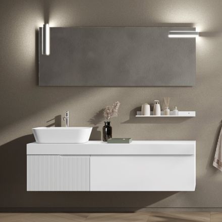 Bathroom Composition with Mirror and Shelf Made in Italy - Erebo Viadurini