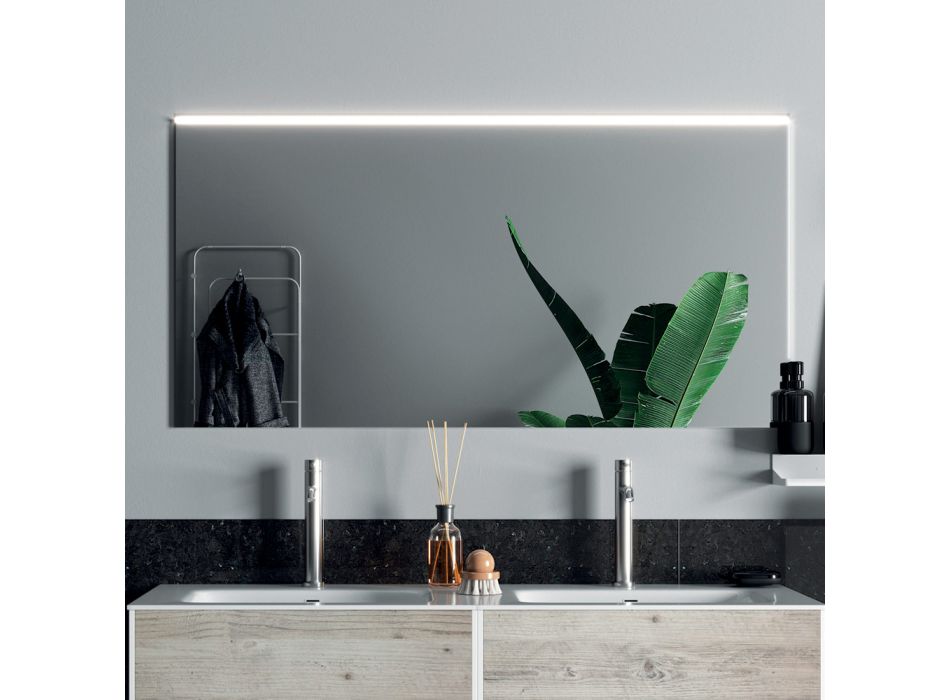 Bathroom Composition with Mirror, Double Washbasin and Base Made in Italy - Kilos Viadurini