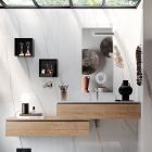Bathroom Composition with Mirror, Resin Washbasin and Base Made in Italy - Palom Viadurini
