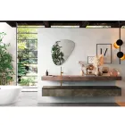 Bathroom Composition with Modern Mirror and Console Washbasin Made in Italy - Palom Viadurini