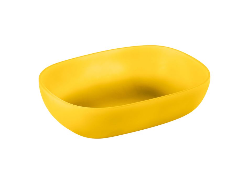 Design Bathroom Composition Yellow Color with Accessories and Mirror - Patryk Viadurini