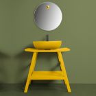Design Bathroom Composition Yellow Color with Accessories and Mirror - Patryk Viadurini