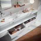 Double Bathroom Composition with Rectangular Mirror and Washbasin Made in Italy - Palom Viadurini