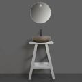 Bathroom Composition with Round Mirror, Cabinet and Accessories - Maryse