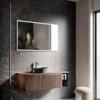 Bathroom composition in ribbed oak and open compartment Made in Italy - Febe Viadurini