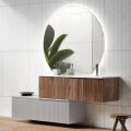 Bathroom Composition in Ribbed Rio Oak and Gray Made in Italy - Chrono