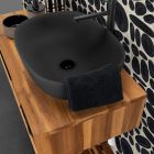 Black Bathroom Composition with Teak Cabinet and Quality Accessories - Sylviane Viadurini