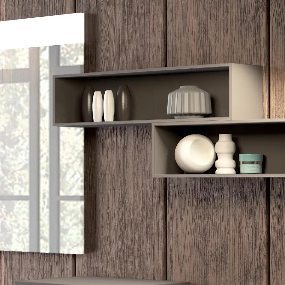 Suspended bathroom composition in smoke gray fenix made in Italy, Naples Viadurini