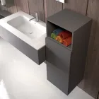 Suspended bathroom composition in smoke gray fenix made in Italy, Naples Viadurini