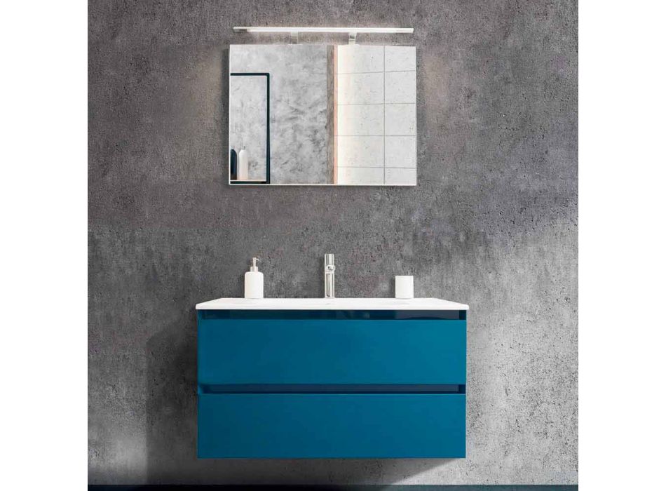 Composition Suspended Bathroom in Mdf Lacquered Made in Italy - Becky Viadurini