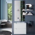 Suspended Bathroom Composition, Mirror and White Bases Made in Italy - Polsen