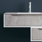 Suspended Bathroom Composition, Mirror and Concrete Bases Made in Italy - Polsen Viadurini