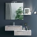 Suspended Bathroom Composition, Mirror and Concrete Bases Made in Italy - Polsen