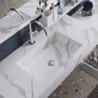 Calacatta Top Bathroom Composition in HPL and Matt White Base Made in Italy - Polsen Viadurini