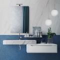 Calacatta Top Bathroom Composition in HPL and Matt White Base Made in Italy - Polsen