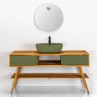 Green Bathroom Composition Including Accessories and Ground Cabinet - Georges Viadurini