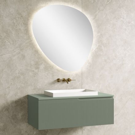 Sage Green Bathroom Composition with Resin Washbasin Made in Italy - Artemide Viadurini