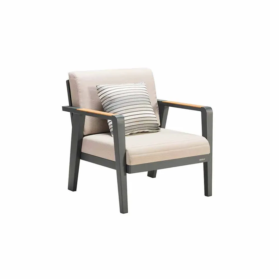 Outdoor Composition 3 Seater Sofa, 2 Armchairs and Coffee Table - Moira Viadurini