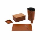 Modern Design Office Composition in Leather Made in Italy - Andrea Viadurini