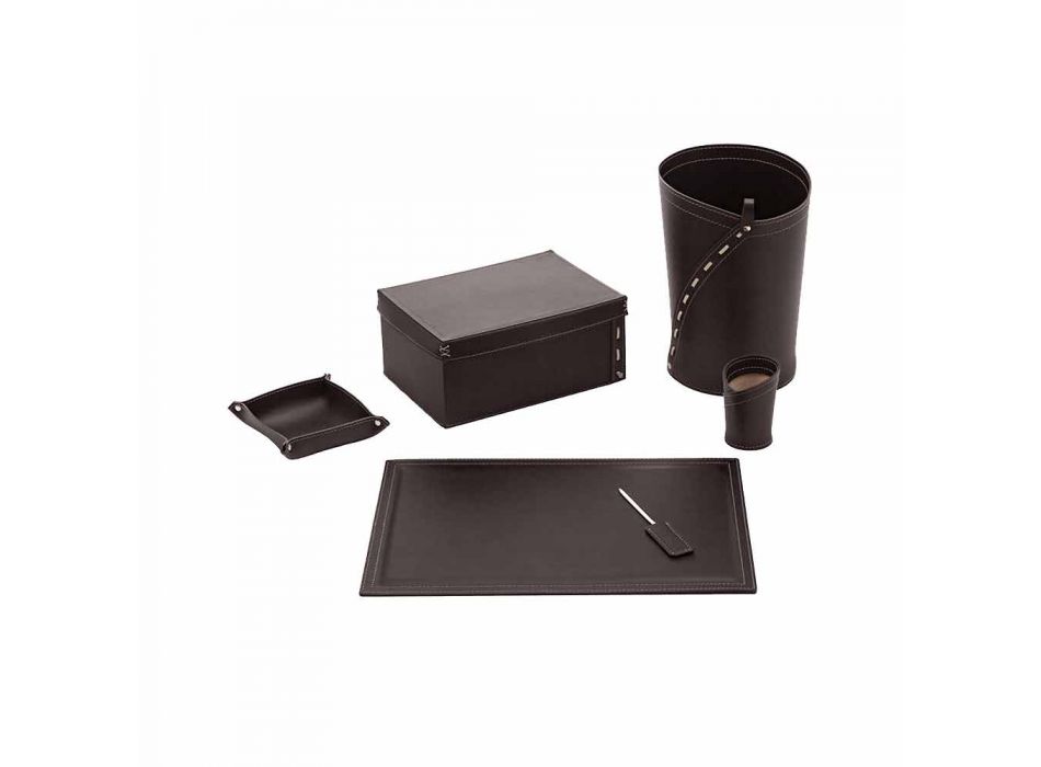 Modern Design Office Composition in Leather Made in Italy - Andrea Viadurini