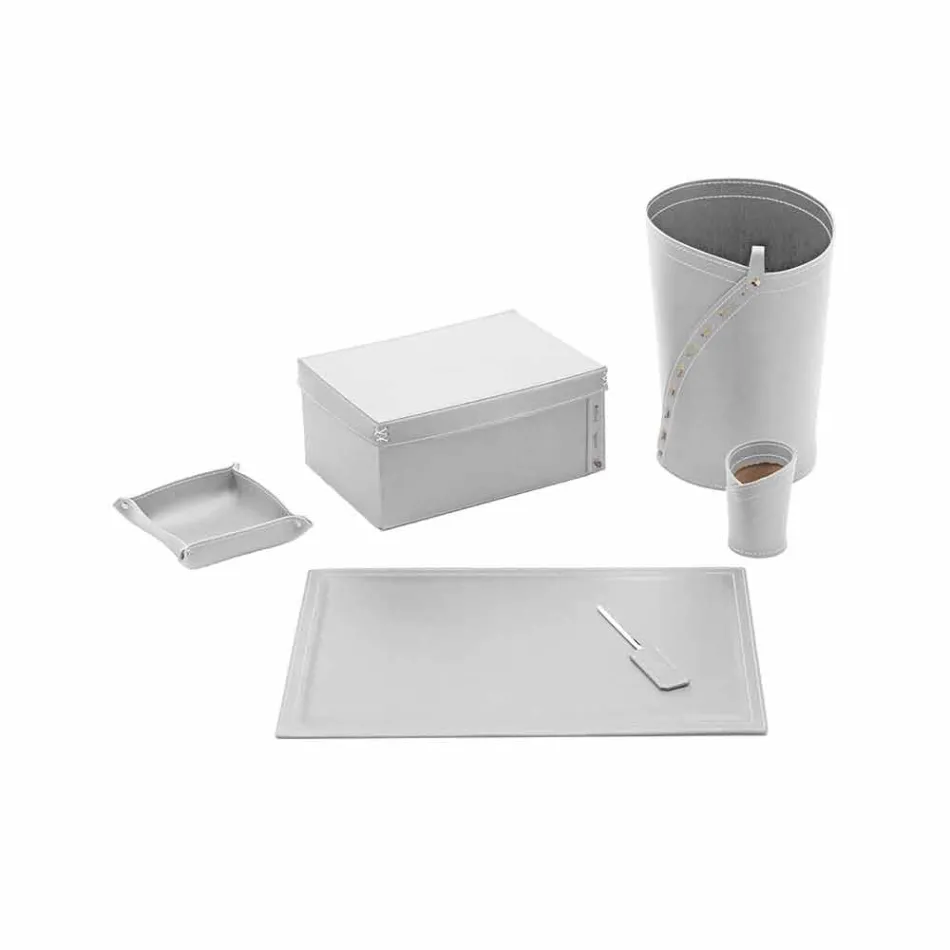 Modern Design Office Composition in Leather Made in Italy - Andrea Viadurini