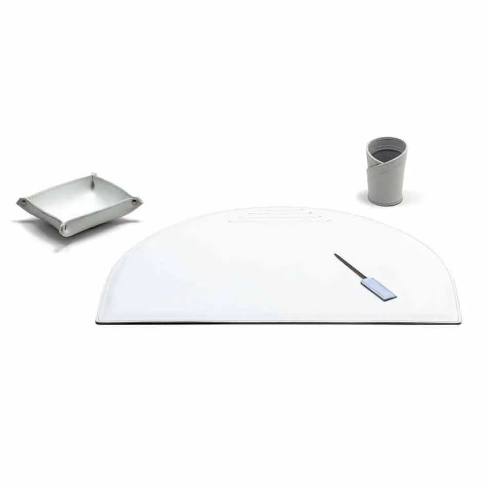 Modern Regenerated Leather Office Composition Made in Italy - Meduna Viadurini