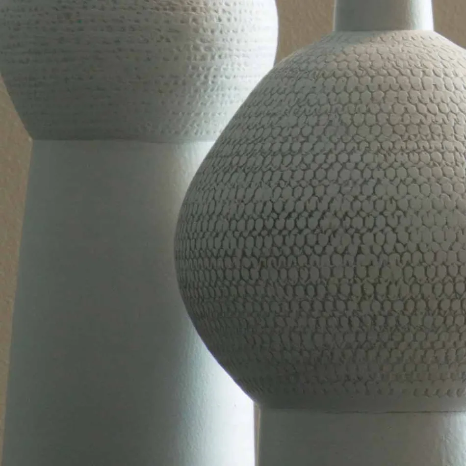 Composition of 2 Decorative Vases in Decorated Ceramic - Lampedusa Viadurini