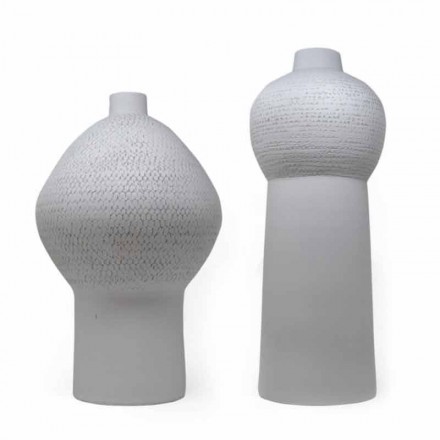 Composition of 2 Decorative Vases in Decorated Ceramic - Lampedusa Viadurini