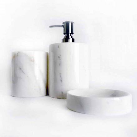 Composition of 3 Bathroom Accessories in Polished Marble Made in Italy - Trevio Viadurini