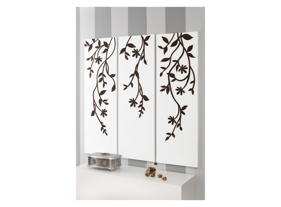 Composition of 3 Panels Depicting 3 Branches and Leaves Made in Italy - Barney Viadurini