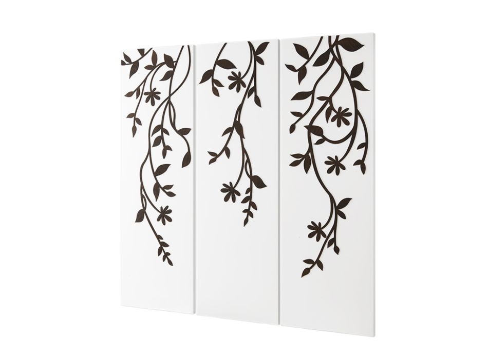 Composition of 3 Panels Depicting 3 Branches and Leaves Made in Italy - Barney Viadurini