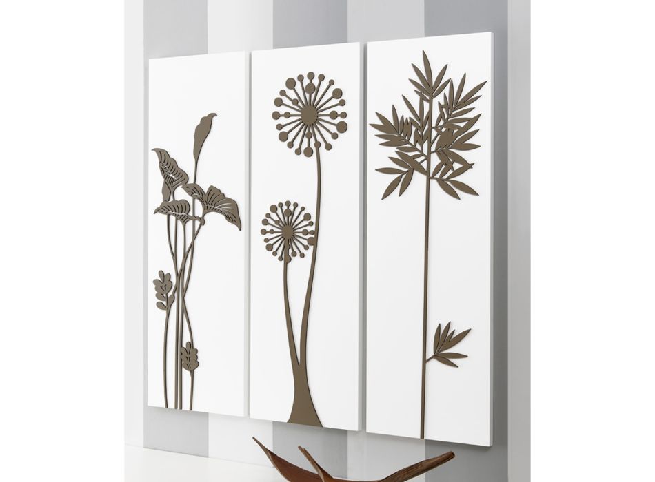Composition of 3 Panels Depicting Shower Heads and Leaves Made in Italy - Eduardo Viadurini